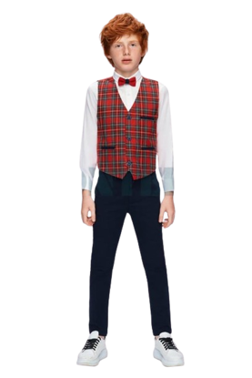 Image de Ensemble 03 pièces pour jeune garçon (jaquette+ chemise+ pantalon) avec noeud papillon de 02-08ans