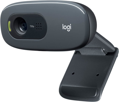 Image de Webcam Logitech C270 HD, 720p, appels vidéo HD grand écran, correction de la lumière, micro antibruit, pour Skype, FaceTime, Hangouts, WebEx, PC/Mac/ordinateur portable/Macbook/tablette - Noir