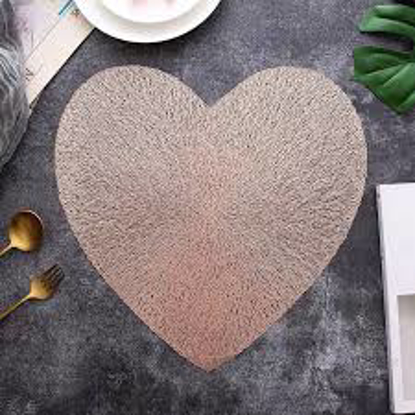 Image de Sets de table, sets de table, sets de table lavables, napperon en pvc en forme de cœur bronzant tapis de table isolation creuse sous-verre coussinets résistant à la chaleur bol tapis maison cuisine