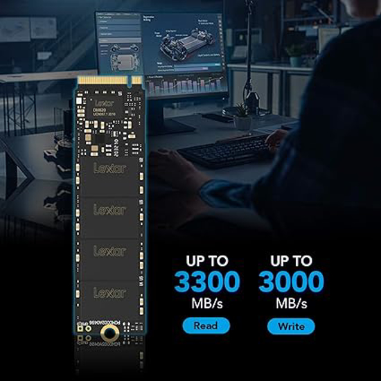 Image sur Lexar  SSD 512 Go PCIe Gen3 NVMe M.2 2280 Disque SSD interne, jusqu'à 3300 Mo/s en lecture, pour les joueurs et les passionnés de PC (LNM620X512G-RNNNU)