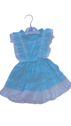 Agrandir l'image de Robette d'été en coton bleu et blanc pour fillette de 1-9 mois Image de Robette d'été en coton bleu et blanc pour fillette de 1-9 mois