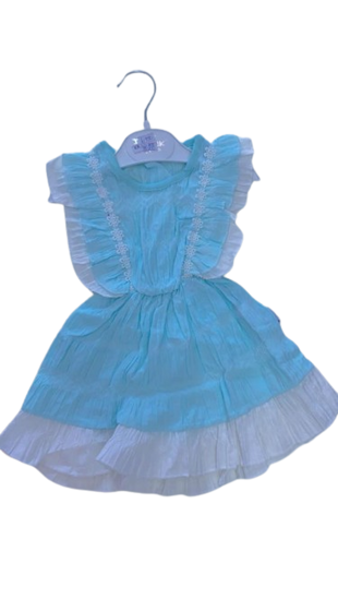 Image sur Robette d'été en coton bleu et blanc pour fillette de 1-9 mois