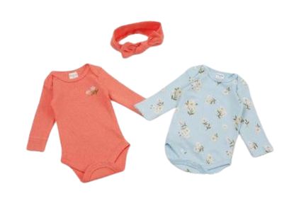 Agrandir l'image de lot de 02 barbouteuse longues manches  avec bandeau pour fillette de 1-6 mois Image de lot de 02 barbouteuse longues manches  avec bandeau pour fillette de 1-6 mois