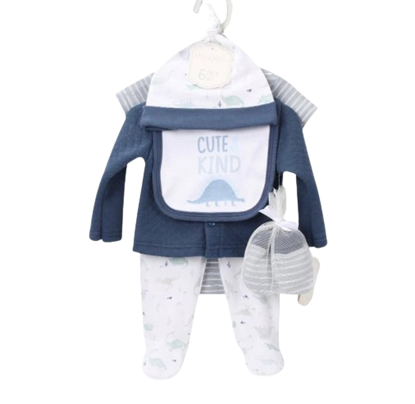 Image de Ensemble en coton pantalon+ pull+ haut+ chapeau et chausson pour nourisson de 1-6 mois