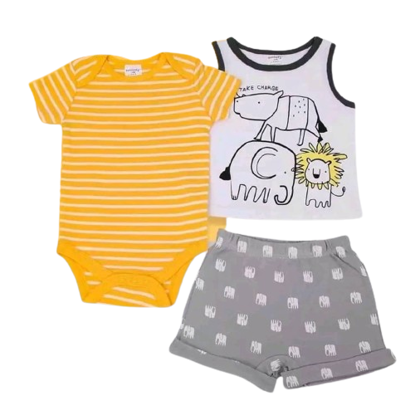 Image de Ensemble Culotte + démembré et barbouteuse en coton pour nourrisson de 1-9 mois