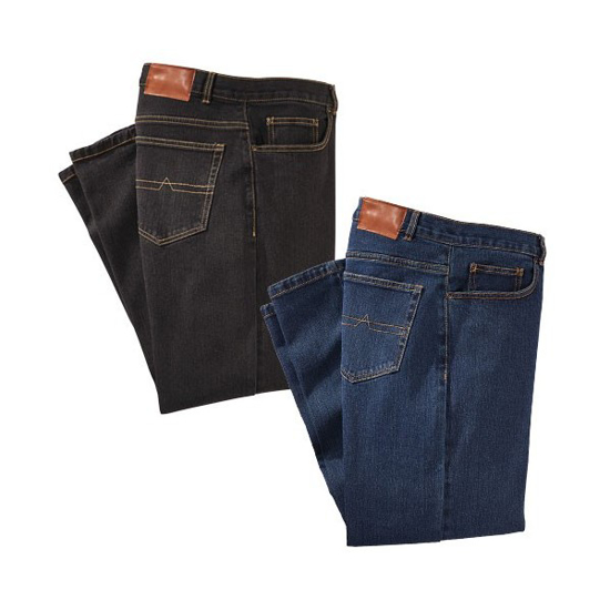 Image sur Pantalon Jeans Stretch - 2 Pièces - Noir et bleu