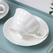 Image sur Ensemble tasse à café et soucoupe en porcelaine anglaise - Tasse à café pour la famille, le thé, l'eau, le lait, le bureau, la table basse, le restaurant, le salon, la machine à café (Blanc)