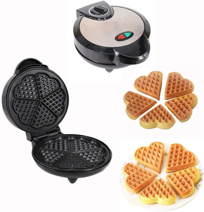 Image de Machine à gaufre - Gaufrier double pour gaufres 5 gaufres classiques en forme de cœur, Gaufrier avec revêtement anti-adhésif