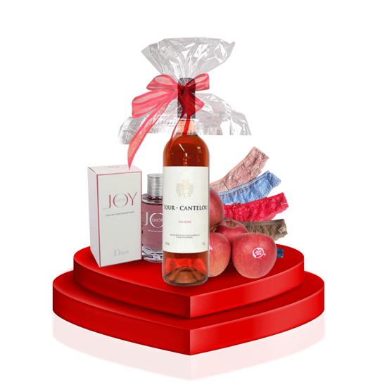 Image sur Pack Séduction Saint Valentin ( Vin rosé , Parfum, Lot de 06 string , Filet de 03 pommes de France)