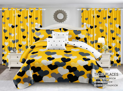 Image de Ensemble draps + rideaux  pour lit 3 places, lingerie fine pour une chambre propre et élégante qui vous procure un sommeil paisible