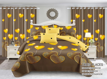 Image de Ensemble draps + rideaux  pour lit 3 places, lingerie fine pour une chambre propre et élégante qui vous procure un sommeil paisible