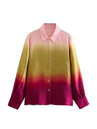 Agrandir l'image de Chemise satin multicolore pour femme Image de Chemise satin multicolore pour femme