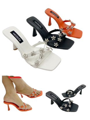 Image de Sandales talons mules avec petites boucles brillantes