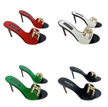 Image de Sandales Mules à Talons avec Boules doré