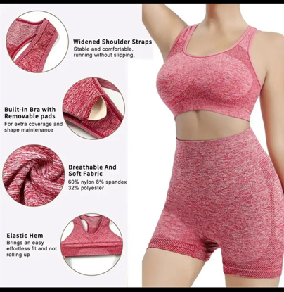 Agrandir l'image de 2pcs  Soutien-gorge Shorts Leggings De Sport Ensembles Assorti De Fitness Vêtements D’entraînement Image de 2pcs  Soutien-gorge Shorts Leggings De Sport Ensembles Assorti De Fitness Vêtements D’entraînement