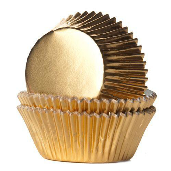 Image sur Lot de 100 caissettes en aluminium pour muffins, cupcakes, gâteaux (dorées)