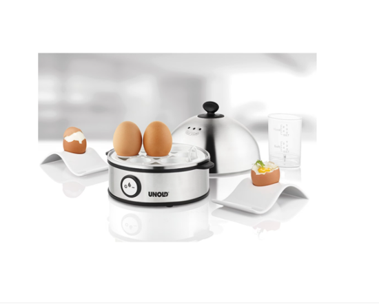 Image sur Unold Edel Cuiseur à oeufs voyant lumineux, sans BPA acier inoxydable, noir - egg boiler