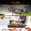 Image sur Barbecue santé électrique 2-en-1 pour l’intérieur et l’extérieur, utilisation sur table, antiadhésif, noir