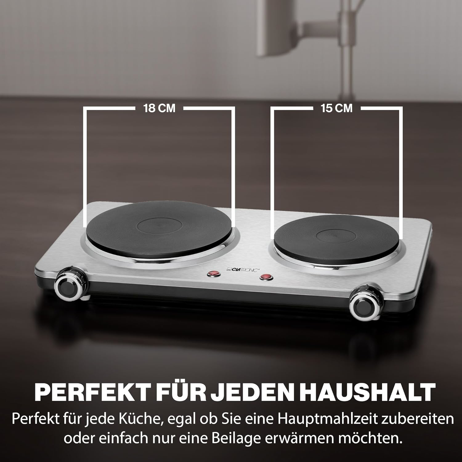 Plaque De Cuisson Double Clatronic - 185mm/155mm - 2500W - Inox - Pour Camping/bureau
