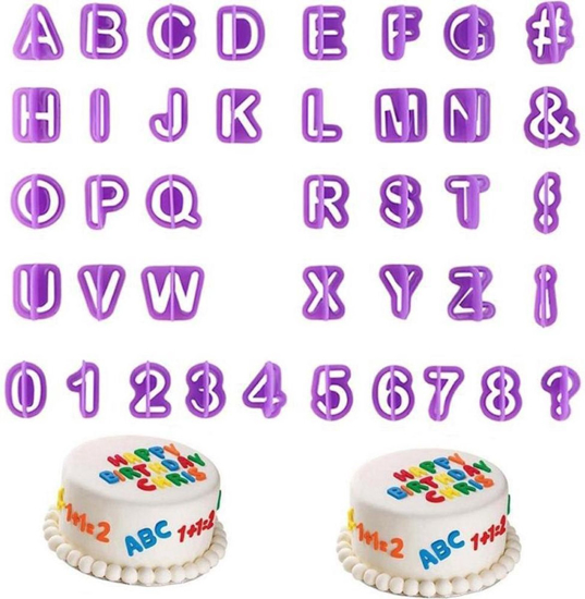Image sur 40pcs Emporte Pièce Lettres Alphabet Nombre Découpoirs pour Décoration Pâte à Sucre, Biscuit, Gâteau