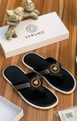 Image de Babouche en Cuir Homme Versace Noir, Produit générique