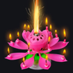 Image sur Bougie d'anniversaire musicale romantique à deux couches avec 14 petites bougies musicales Lotus rotatif Happy Birthday Fleur (rose)