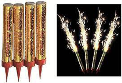 Image de 4 bougies d'ambiance " fontaine d'artifice" pour gâteau d'anniversaire, durée 60 secondes, Sans Parfum