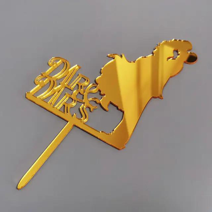 Image de TOPPER Décoration de gâteau de mariage personnalisée pour future mariée et marié Doré Décoration de gâteau de mariage Décoration de gâteau pour mariage Top de fiançailles Anniversaire