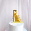 Image sur TOPPER Décoration de gâteau de mariage personnalisée pour future mariée et marié Doré Décoration de gâteau de mariage Décoration de gâteau pour mariage Top de fiançailles Anniversaire