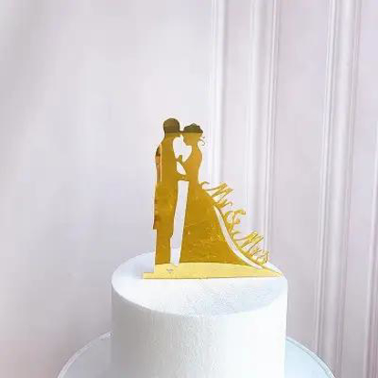 Image de TOPPER Décoration de gâteau de mariage personnalisée pour future mariée et marié Doré Décoration de gâteau de mariage Décoration de gâteau pour mariage Top de fiançailles Anniversaire