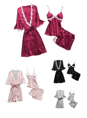 Agrandir l'image de Nuisette, robe, tenue de chambre 03 pcs ( un jété, un haut et une culotte) Image de Nuisette, robe, tenue de chambre 03 pcs ( un jété, un haut et une culotte)