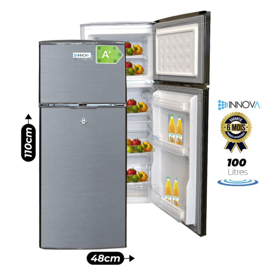 Image sur Réfrigérateur double Battant - INNOVA - IN148 - 100 Litres - Gris - Garantie 6 mois