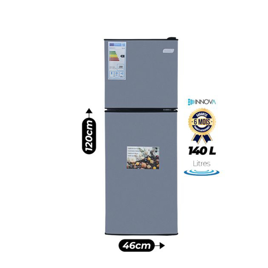 Image sur Réfrigérateur double battant - INNOVA - IN192 - 140 Litres - Classe énergétique A+ - Gris - Garantie 6 mois
