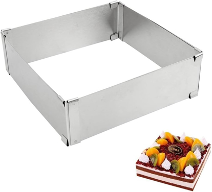 Image de Cercle à Patisserie Reglable Ø 15-28cm, Hauteur 15cm Cercle à Gâteau Extensible en Acier Inoxydable Cercle Gateau Extensible pour Mousse Tartes Dessert Pâtisserie Fraisier