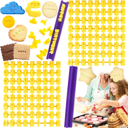 Image de 144 pièces Cookie Stamp lettres, Alphabet, Moule à gâteau, lettres, emporte-pièce, lettres, Fondant, outils de bricolage, cuisson, décoration, Alphabet, embosseuse