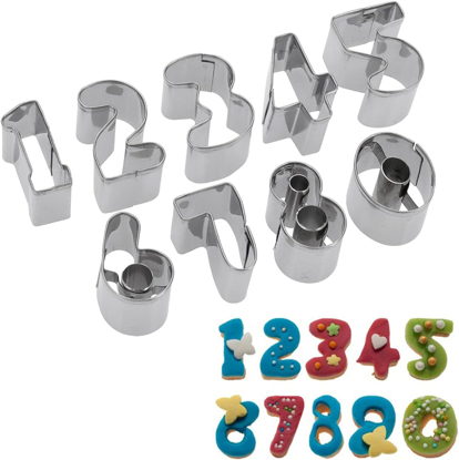 Image de Numéro 0–22,9 cm Forme Emporte-pièces, Argent, 9 pièces