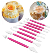 Image sur Jeu d'outils de décoration de fondant pour gâteau (8 pièces) Stylo à graver Fournitures pour gâteau Outils de pâtisserie pour RE388