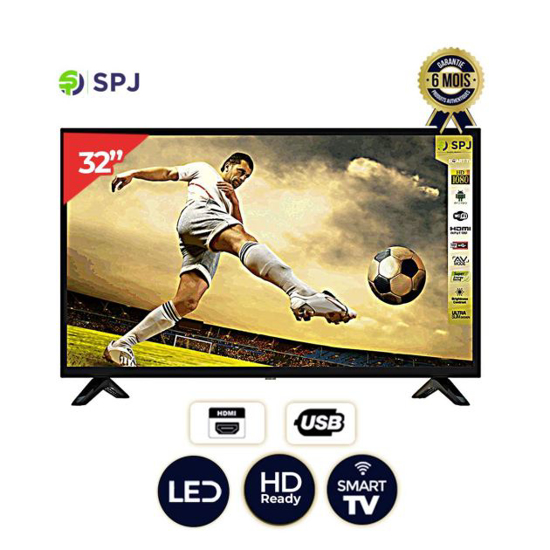 TV SPJ - 32 pouces - SMART TV - Spj série 2200 - hds32bl2200V - HD Android - Chrome intégré - 06 Mois