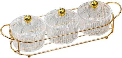 Image de 3 Bols à goûter - Assiettes de service pour fruits secs, noix, apéritifs, desserts, bols à fruits avec couvercle pour fêtes, buffets