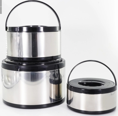 Image de Assiette thermos jeu de 3 Hotpot Réchauffeur De Nourriture En Acier Inoxydable Double Pot De Conservation De La Chaleur Avec Portable Thermos Réchauffeur De Nourriture 3pcs Ensemble