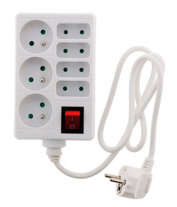 Image de Bloc multiprise 7 prises blanc avec interrupteur