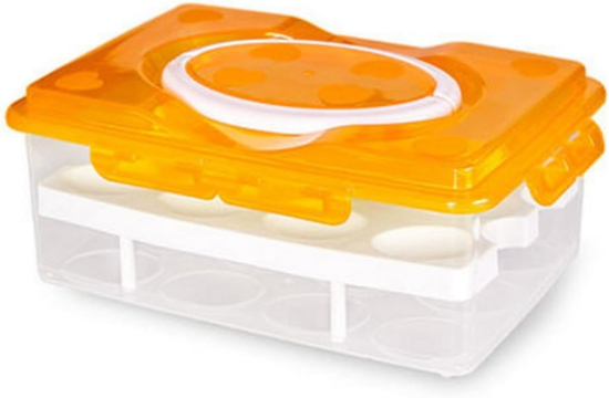 Image sur Boîte à œufs à 2 étages avec poignée pour réfrigérateur congélateur- capacité 32 oeufs