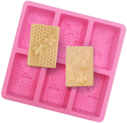 Image de Moule à savon - cavités - moule désigné fleur abeille- 125g - rectangle