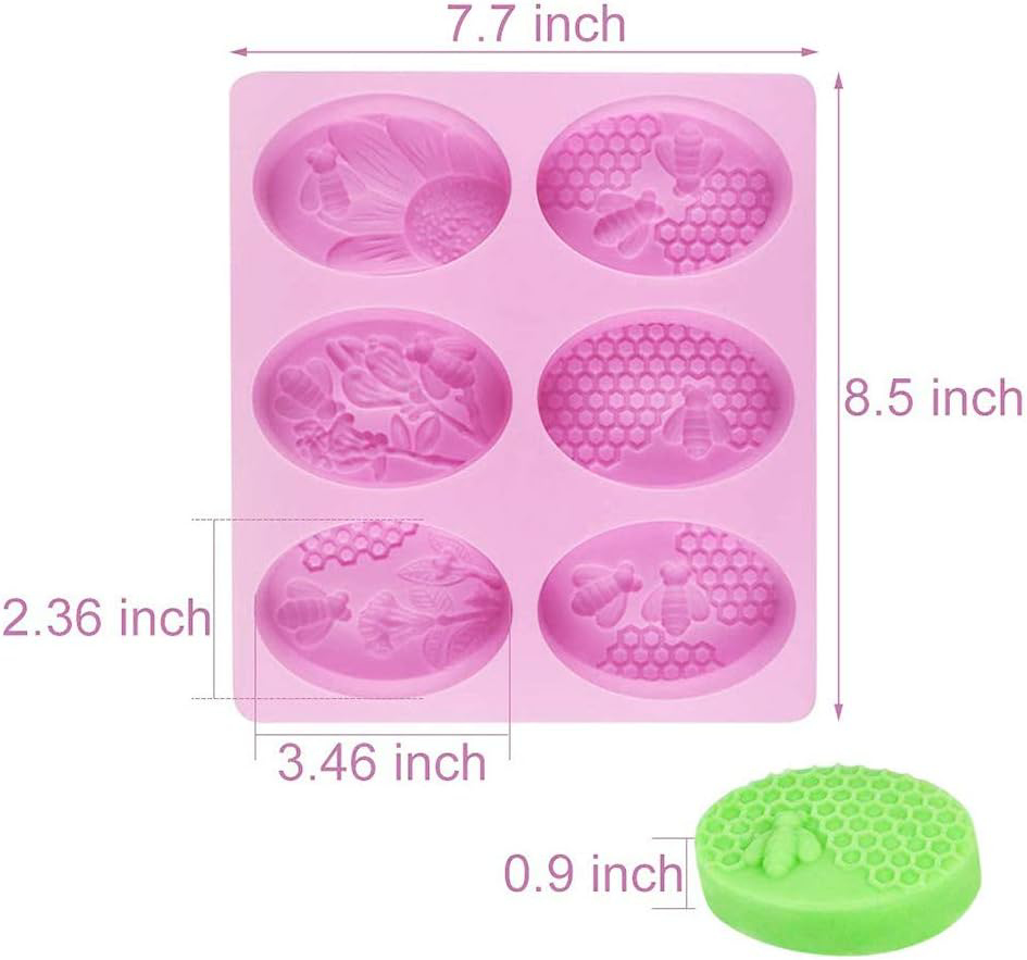 Moules à Savon Silicone DIY - Forme Nid D'Abeille Et Ovale - 2 Pièces, 6 Cavités - Pour Savonnerie