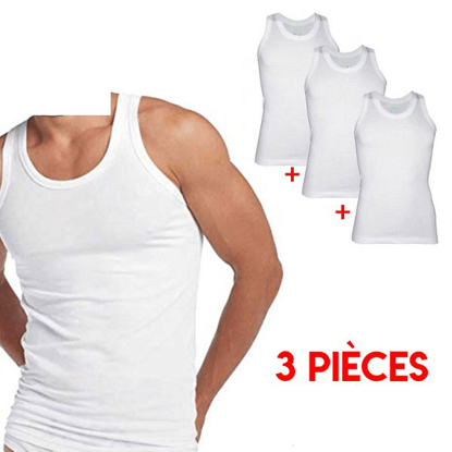 Agrandir l'image de Lot de 03 Débardeurs Homme - 80% coton -20% Polyester - Blanc- Wudi produit générique Image de Lot de 03 Débardeurs Homme - 80% coton -20% Polyester - Blanc- Wudi produit générique