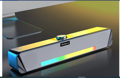 Image de Haut-parleur Bluetooth barre de son avec fil et non rechargeable + Aux Lenovo thinkplus TS33-B avec lumière RVB