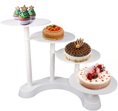 Image de Présentoir Plastique 4 Etages, présentoir gâteaux pâtisserie cupcake  présentoir à dessert