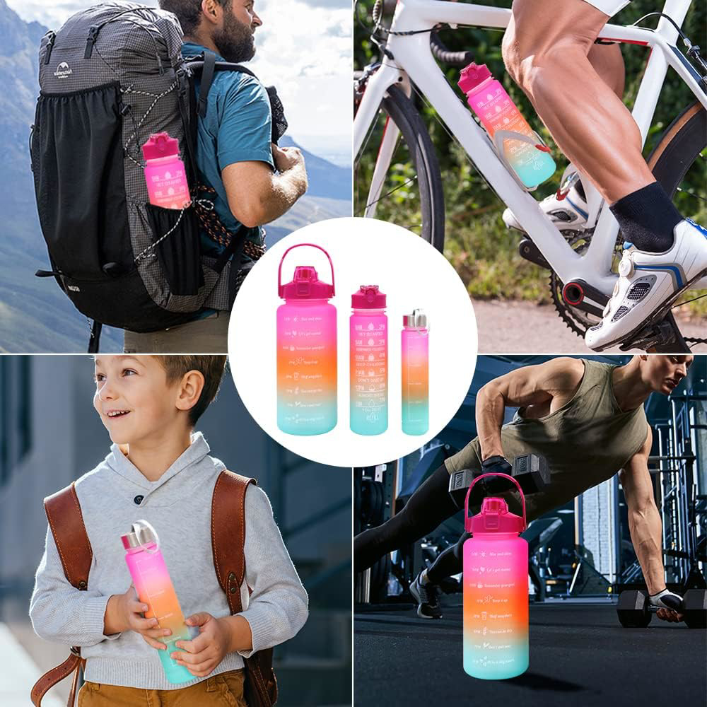 Gourde, 1000ML Bouteille D'eau Étanche Avec Paille Et Sangle, Gourde De