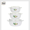 Image sur Ensemble de casserole en céramique 3pcs / plats de service - la conception de la fleur peut varier
