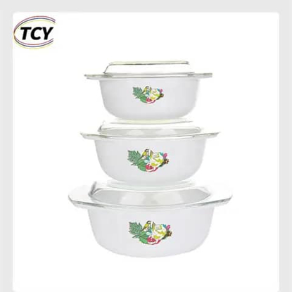 Agrandir l'image de Ensemble de casserole en céramique 3pcs / plats de service - la conception de la fleur peut varier Image de Ensemble de casserole en céramique 3pcs / plats de service - la conception de la fleur peut varier